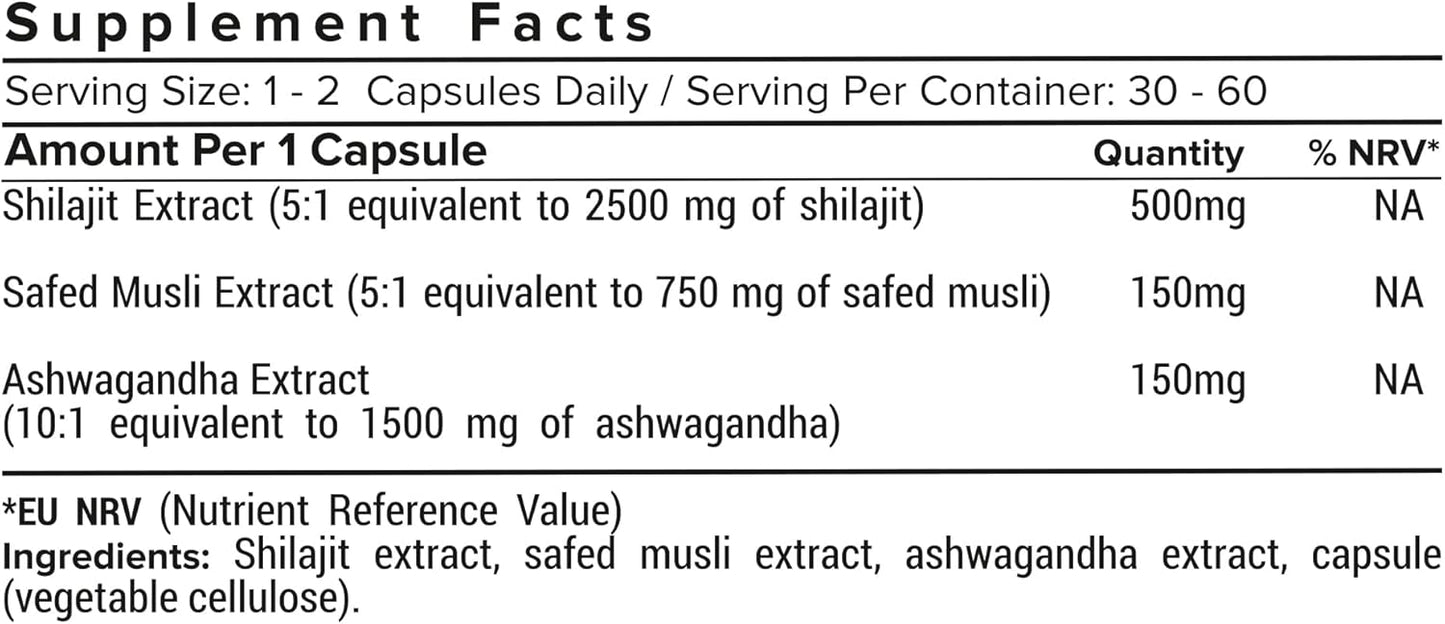 Himalayan Shilajit + Safed Musli & Ashwagandha